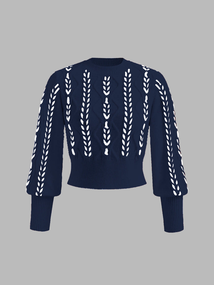 Contrast Binding Cinched Sweater