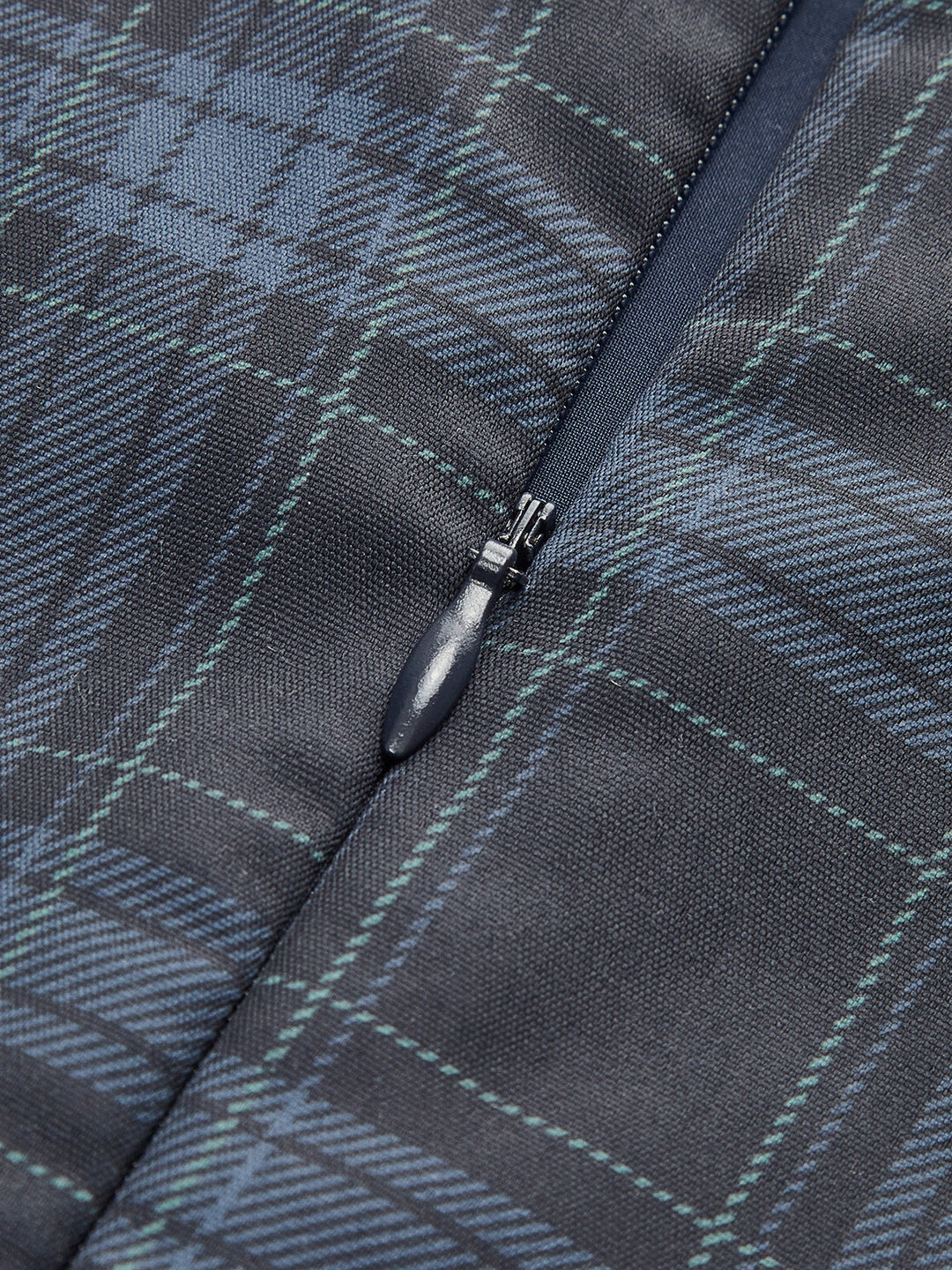 Checked Pleated Zipper Tank Dress