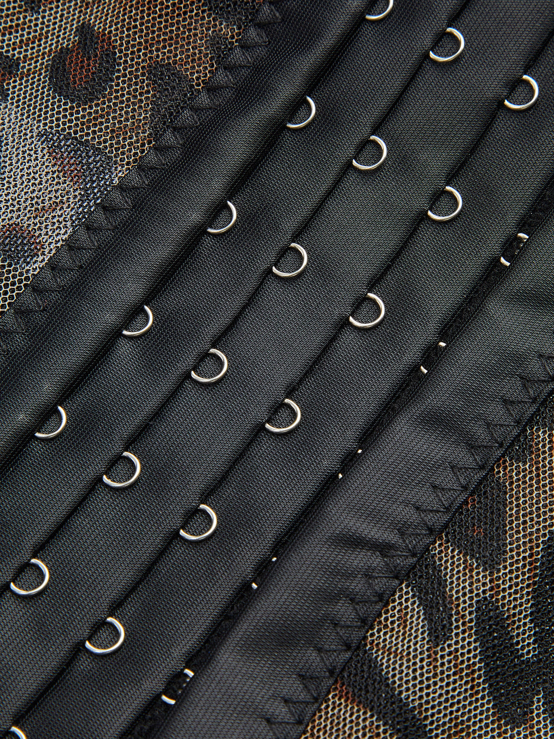 Semi-Sheer Leopard Printed Spaghetti Strap Corset