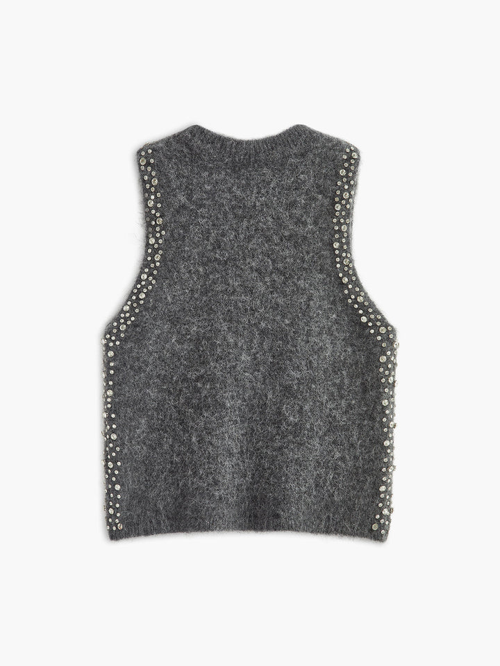 Wool-Blend Beaded Sweater Vest