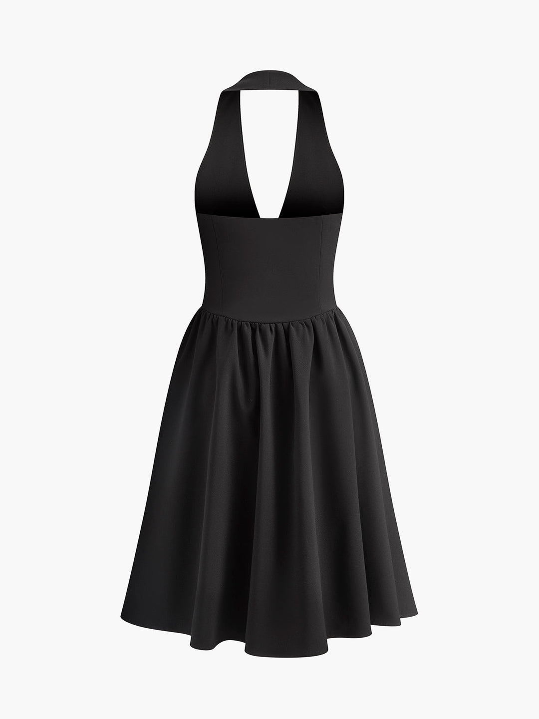 Bow-Decor Cutout Pleated Halter Short Dress
