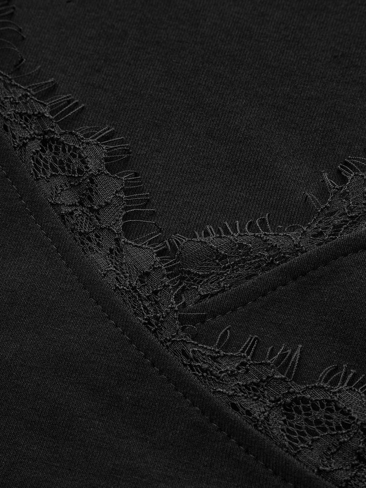 V-Neck Lace Trim Skinny T-Shirt