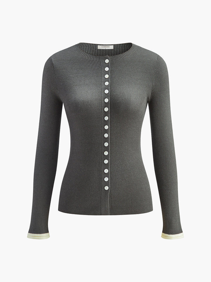 Plain Button Knit Cardigan