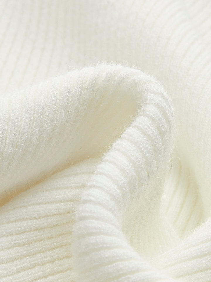 Shoulder-Cutout Ribbed Crop Sweater