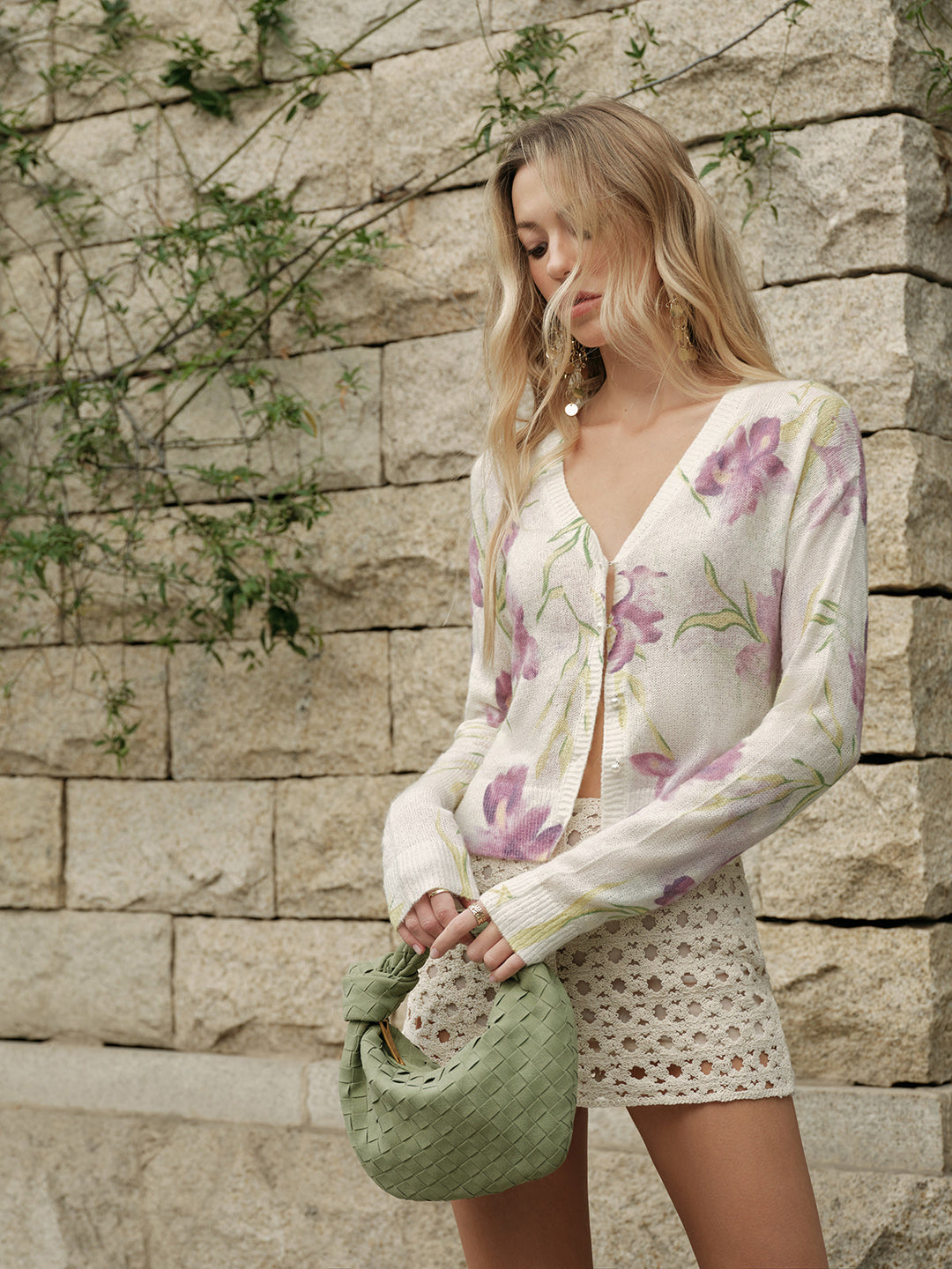 Floral Wool Blend Cardigan