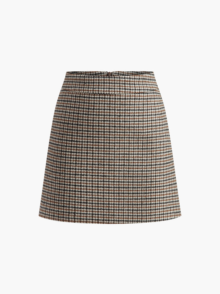 Houndstooth A-Line Mini Skirt