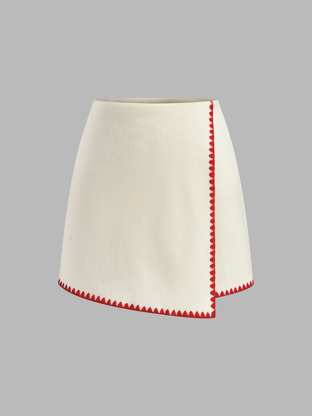 Contrast Embroidered Trim Tweed Skirt
