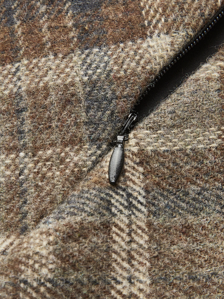 Mid-Waist Checked A-Line Skirt