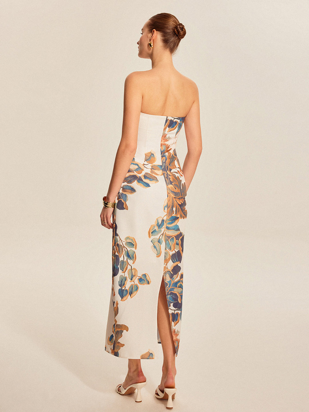 Floral Print Strapless Dress