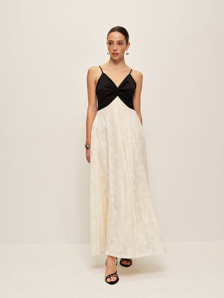 Two-Tone Twist-Front Cami Dress