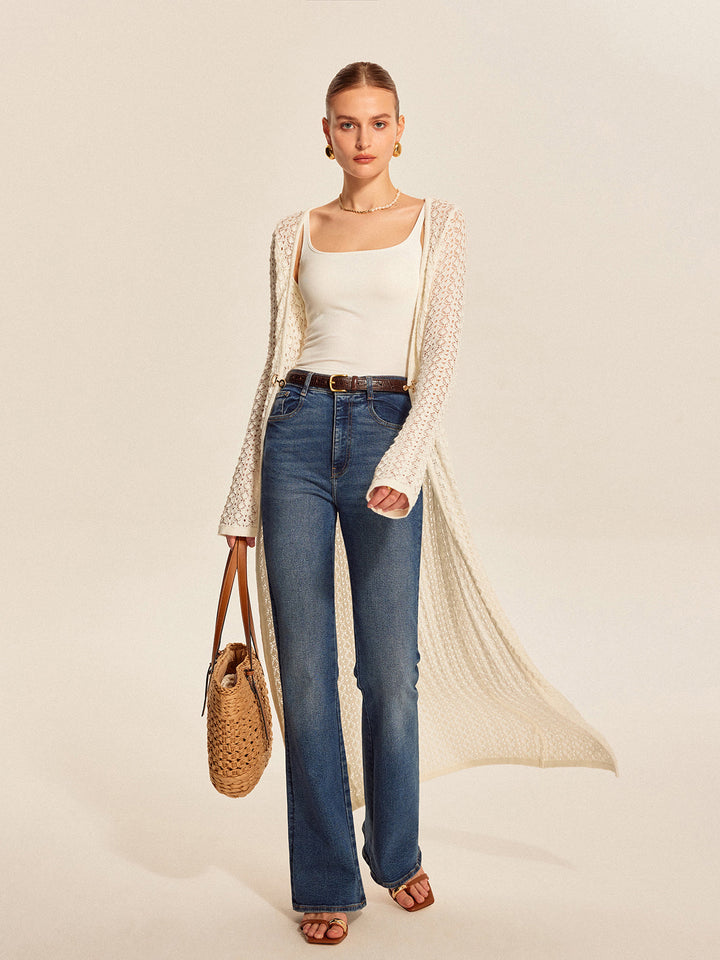 Lace Knit Metal Detail Cardigan