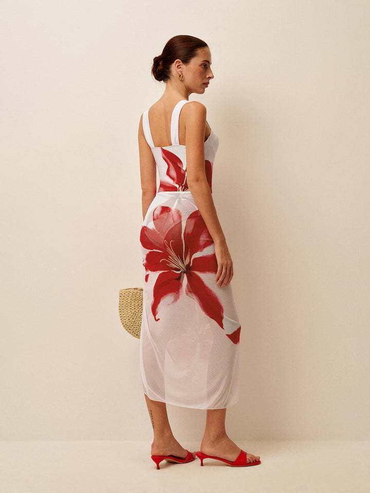 Corset-Style One-Piece With Draped Cover-Up