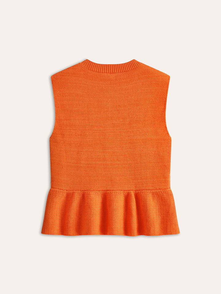 Sleeveless Ruffle Hem Sweater Vest