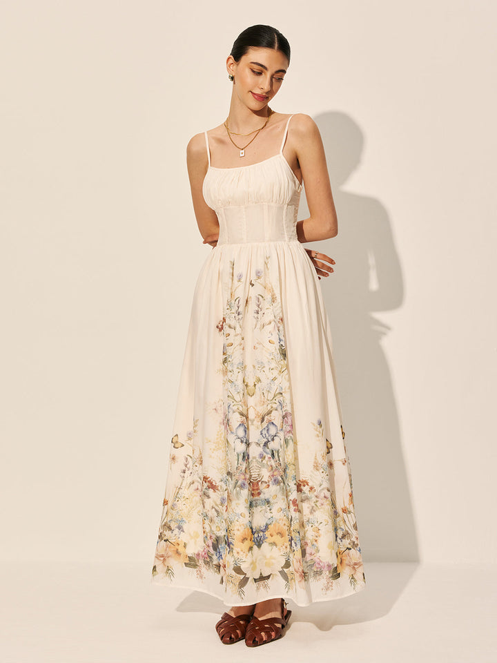 Square Neck Floral Print Dress