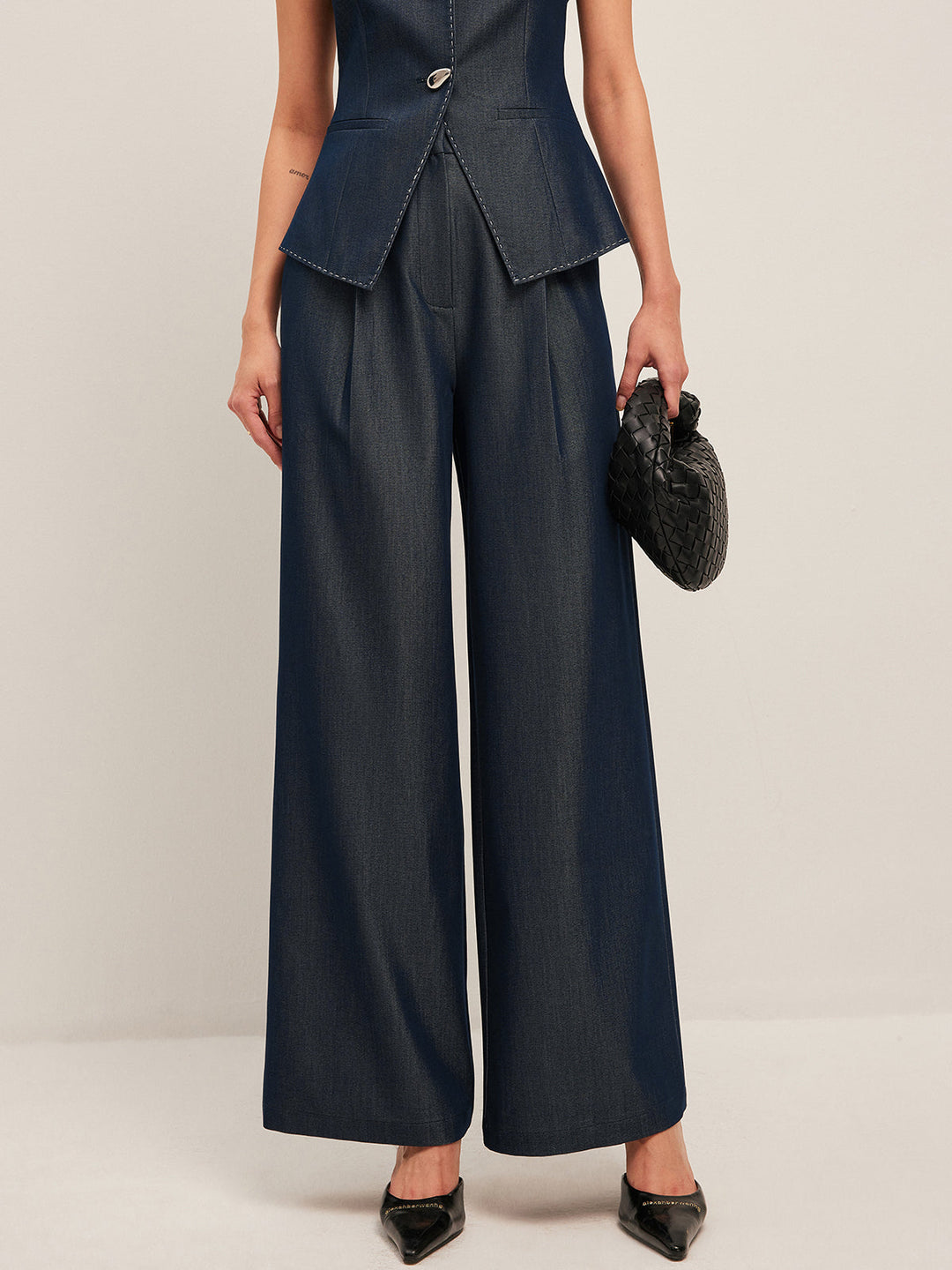 High-Waisted Pleated Wide-Leg Pants