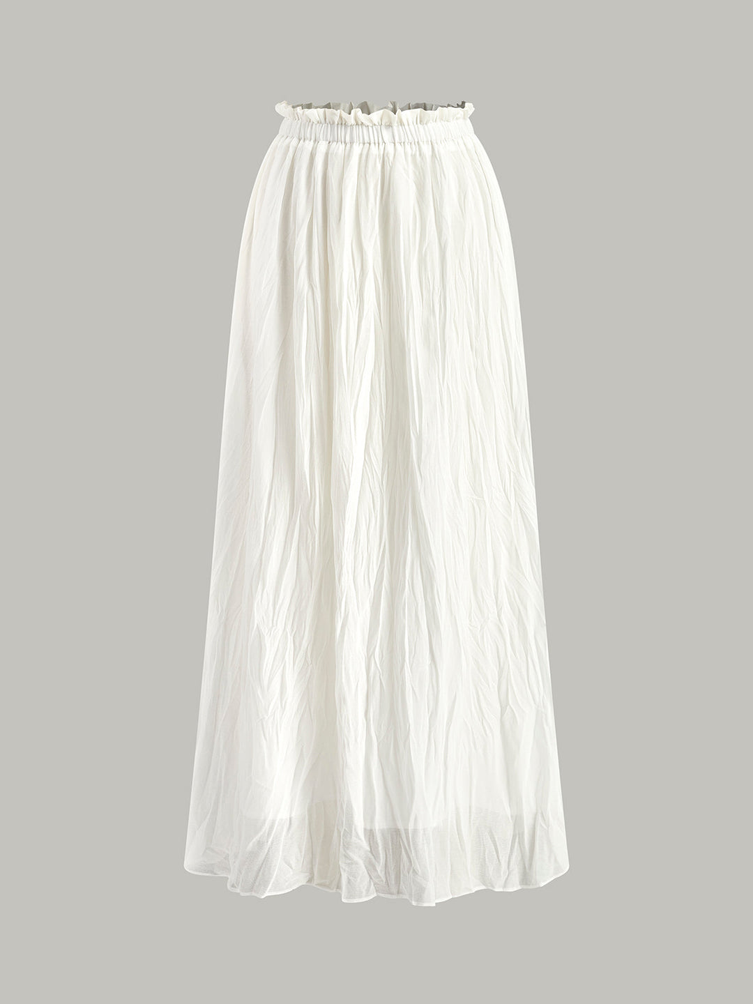 Elastic Waist Pleated Maxi Skirt