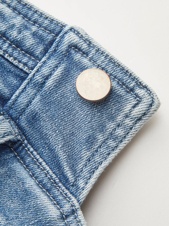 Asymmetrical Pleated Denim Strapless Top
