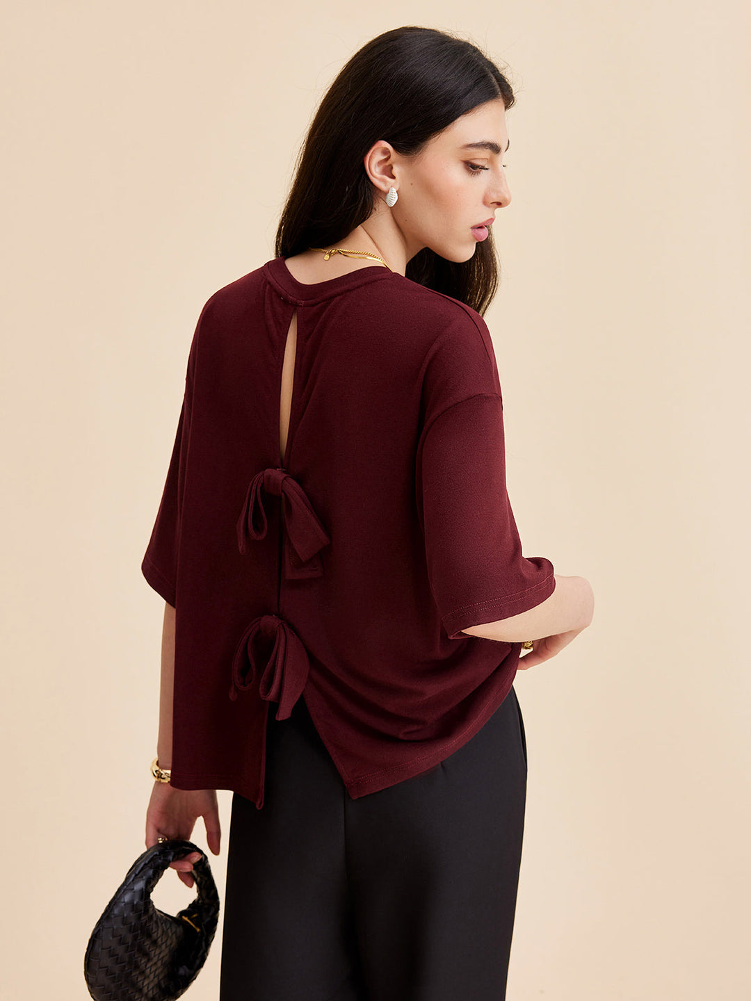 Split Back Tie Knot Top