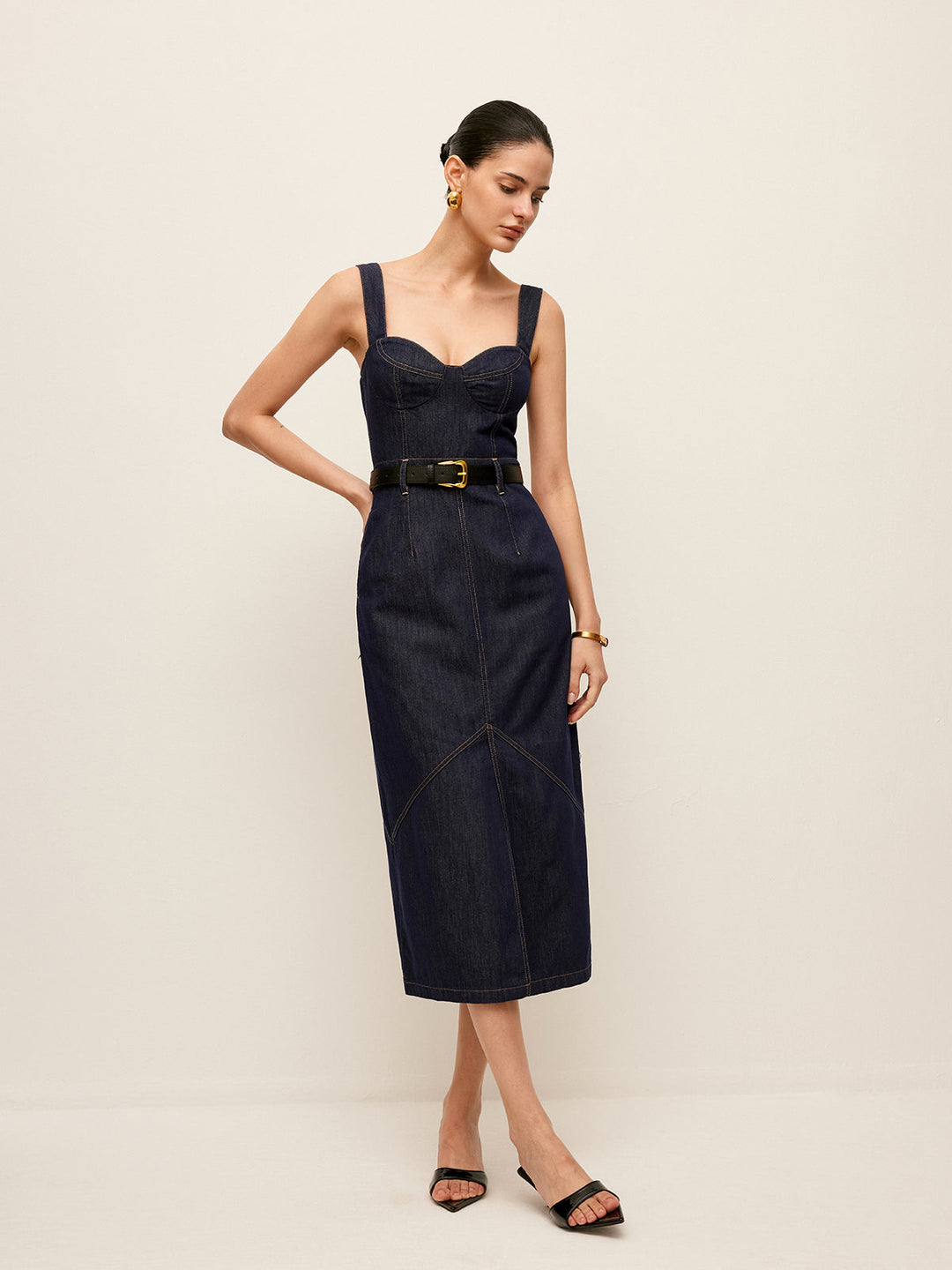 Sweetheart Denim Dress Without Belt