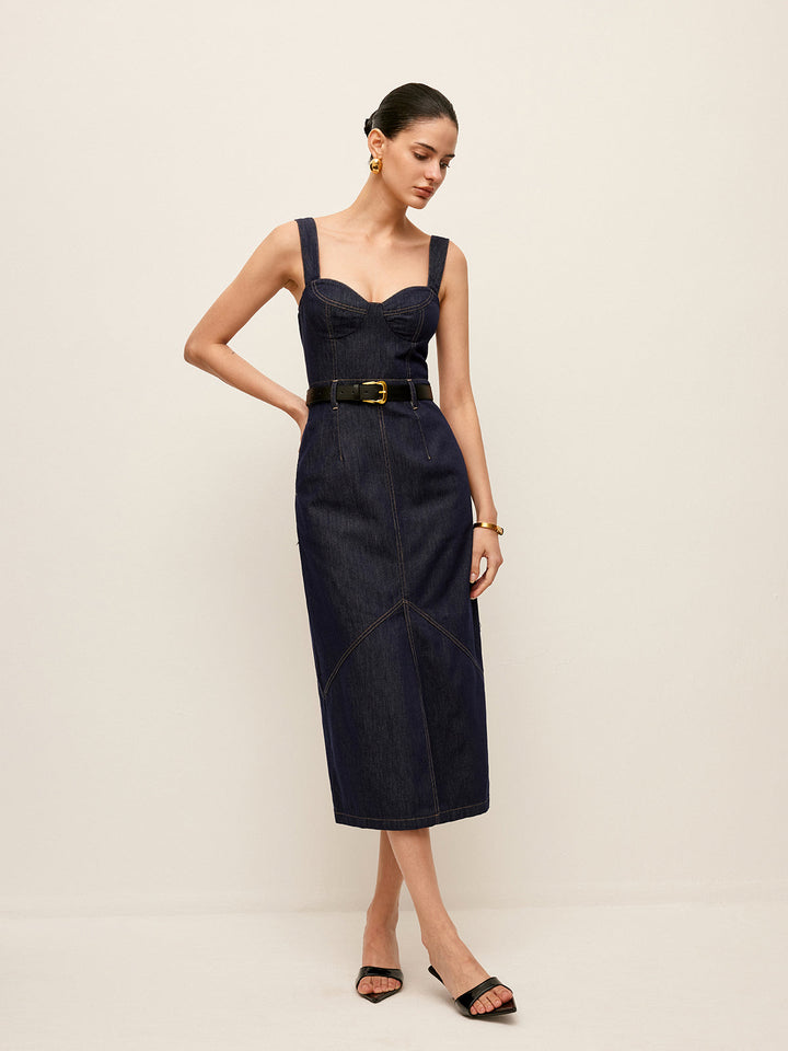 Sweetheart Denim Dress Without Belt