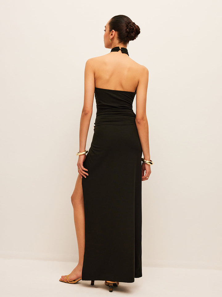 Flora Halter Cut-Out Split Skirt Set