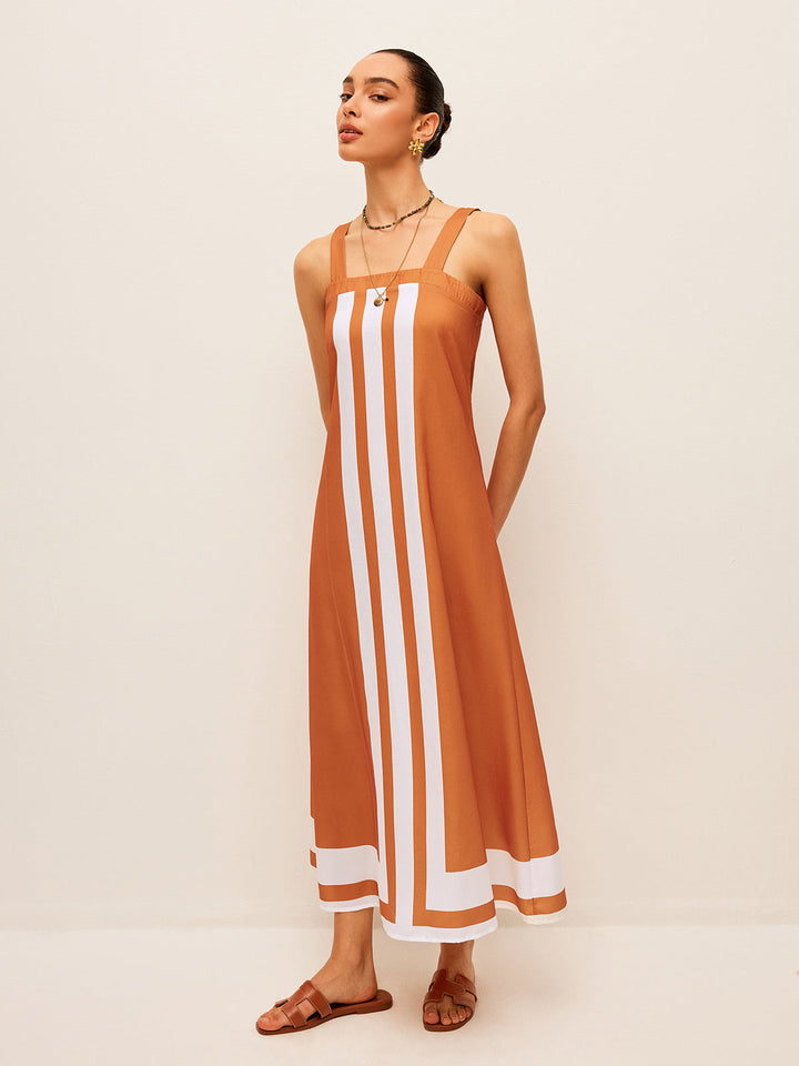 Color Block Square Neck Dress