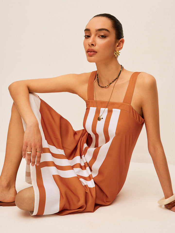 Color Block Square Neck Dress