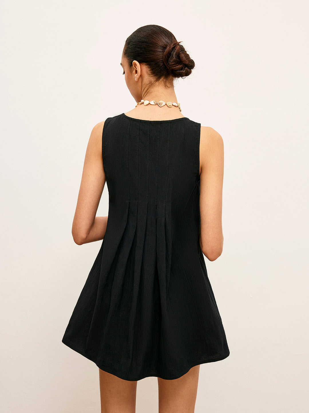 Cotton & Linen Pleated Button-Up Top
