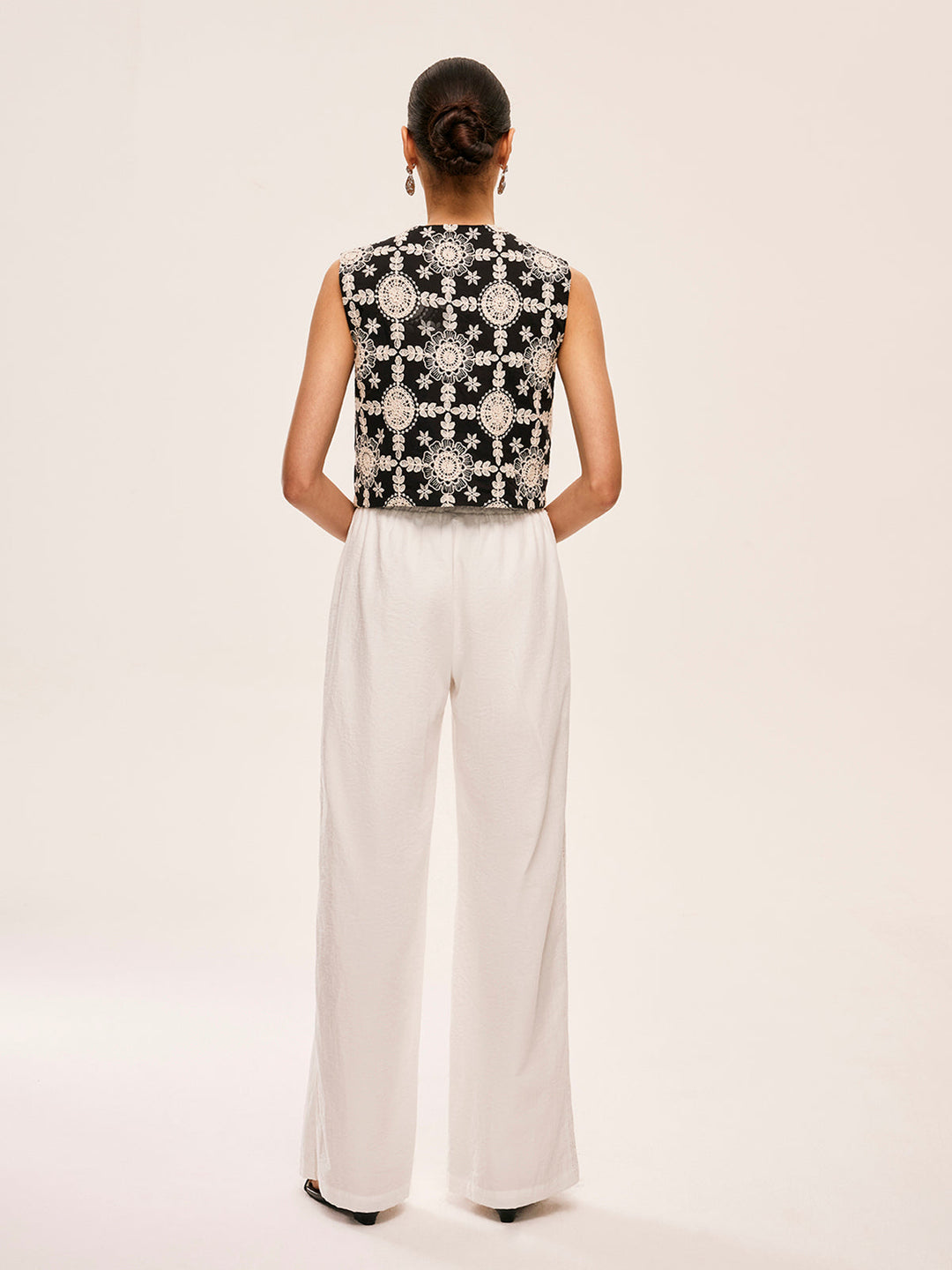 High-Waist Semi-Sheer Pants With Pockets
