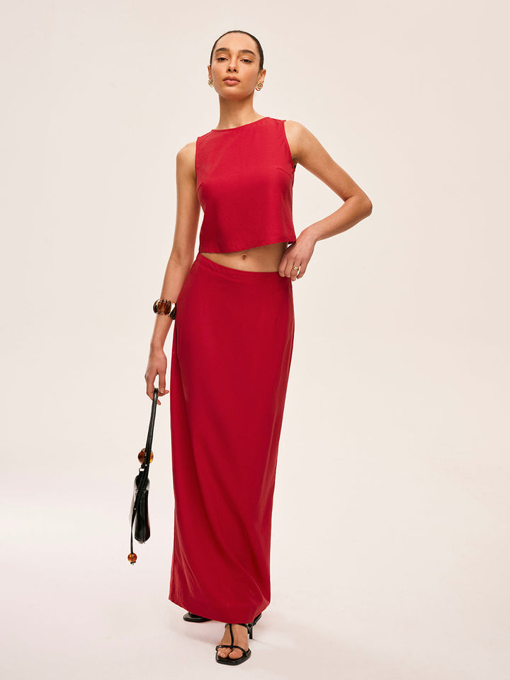 Cotton & Linen Tie-Back Skirt Set