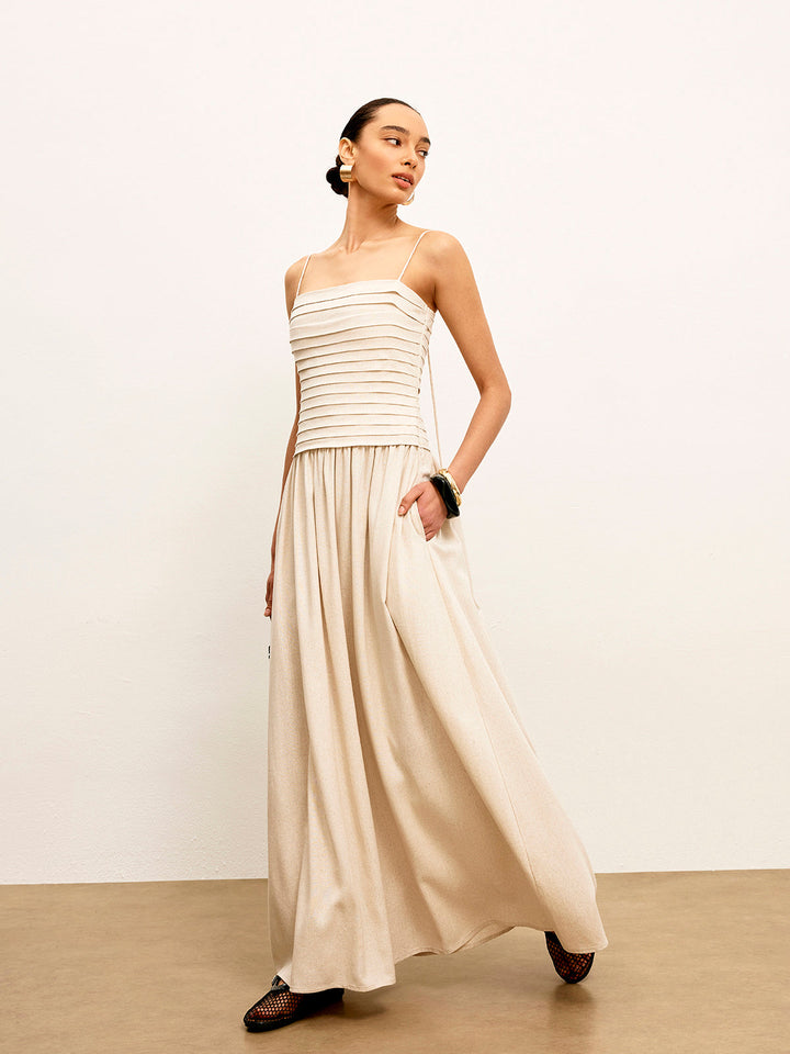 Ruched Tie-Back Cami Dress