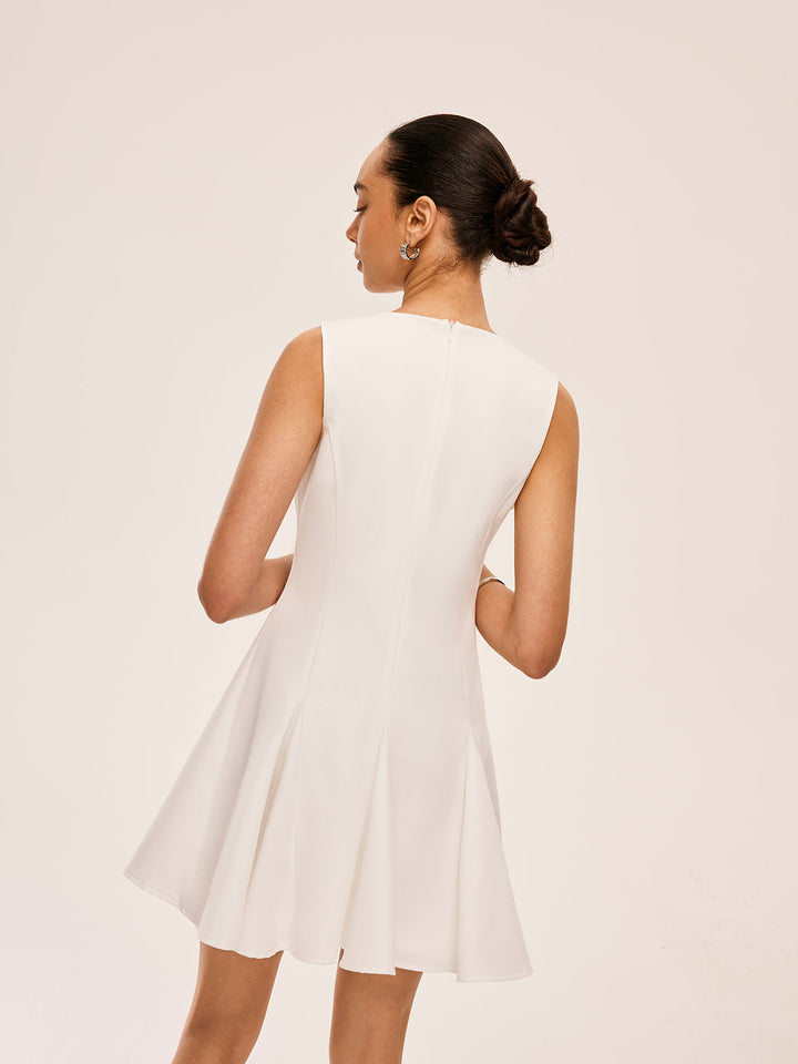 Crew-Neck Tie-Bow Dress