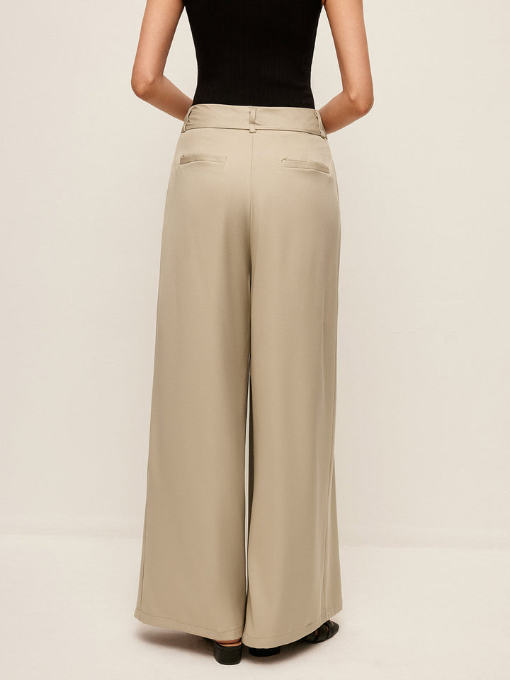 High-Waist Pockets Belted Pants