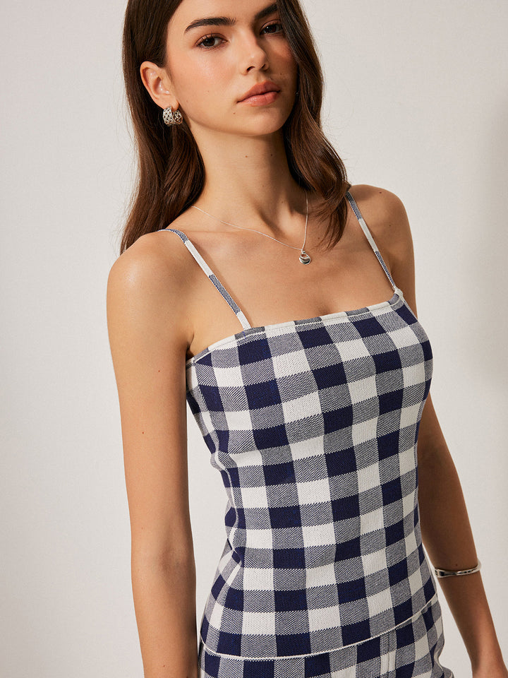 Checkerboard Knit Shorts Set
