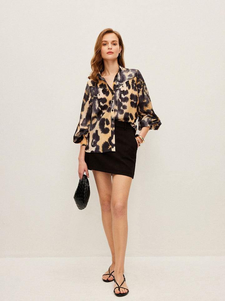 Leopard Print Button-Up Shirt