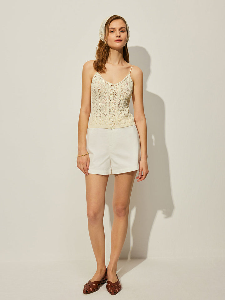 Crochet Knit Vest With Decor Button