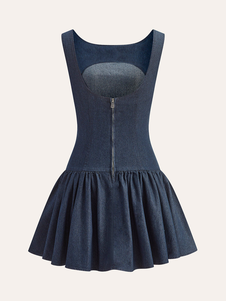 Denim Sleeveless Flare Dress