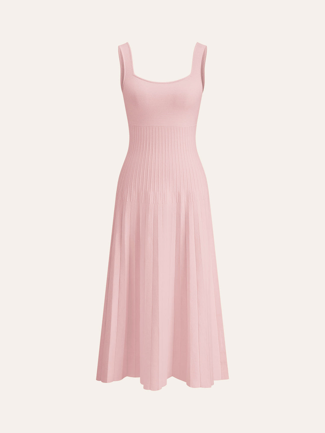 Square-Neck Ribbed Knit Dress