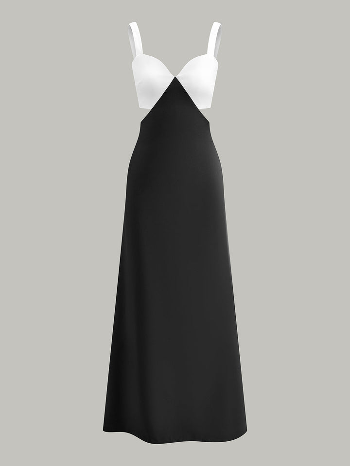 Color Block Cut-Out Waist Dress