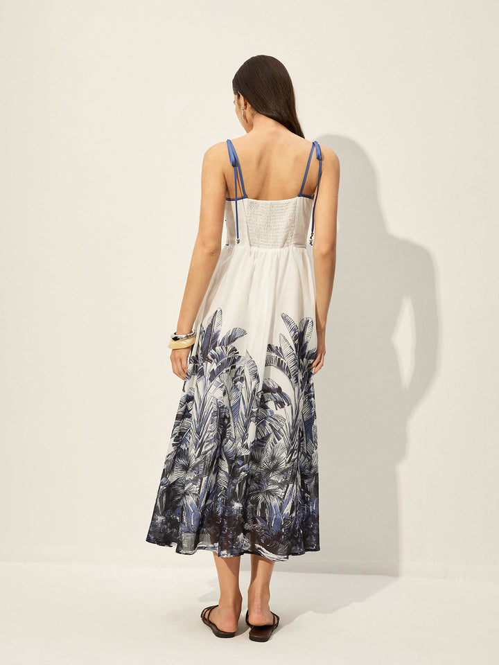 Tropical Print Tie-Strap Dress