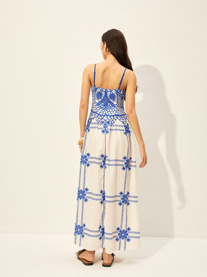 Print Adujstable Spaghetti Strap Zipper Dress