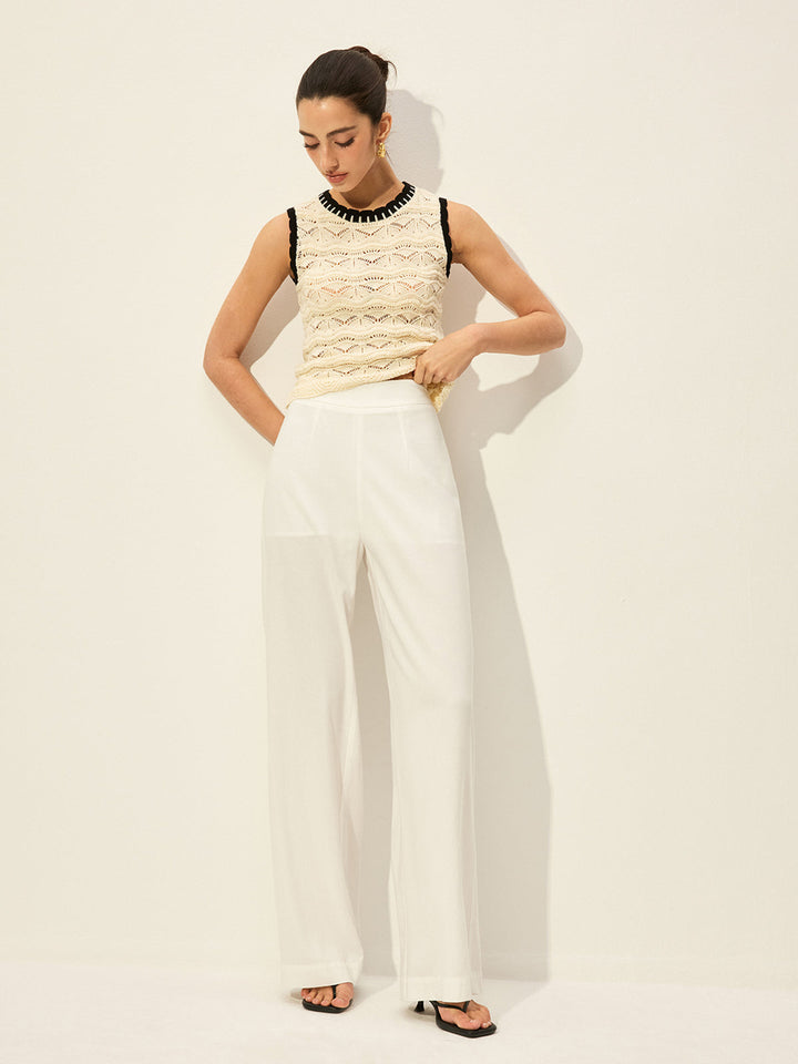 Crochet Contrast Trim Sweater Vest