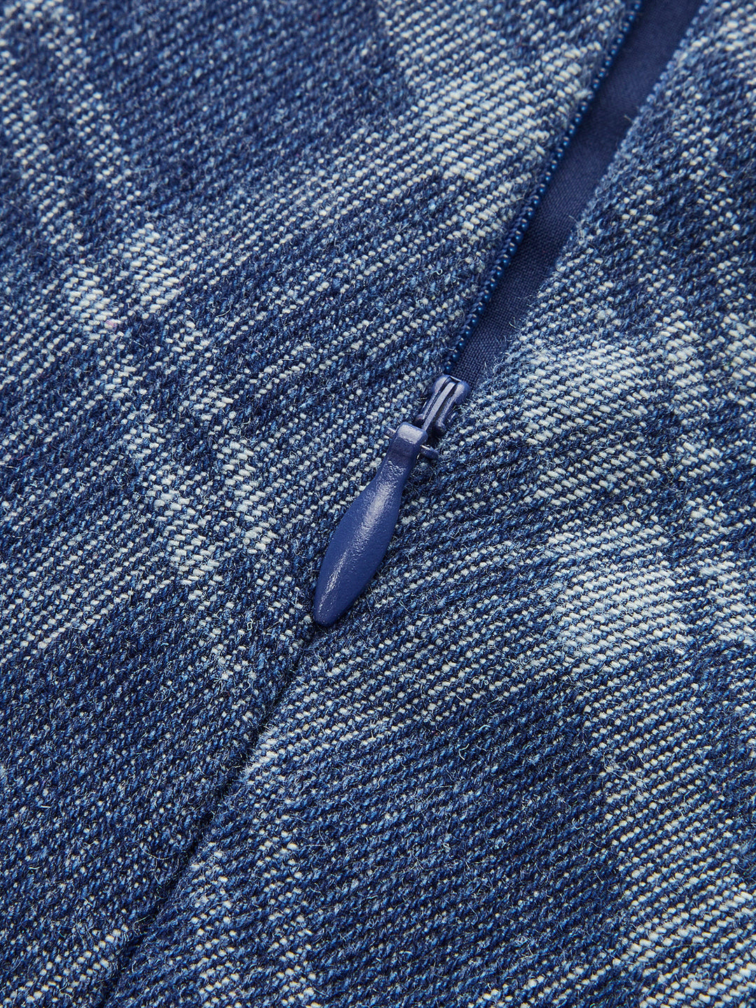 Metal Button Crew-Neck Decor-Pockets Denim Dress