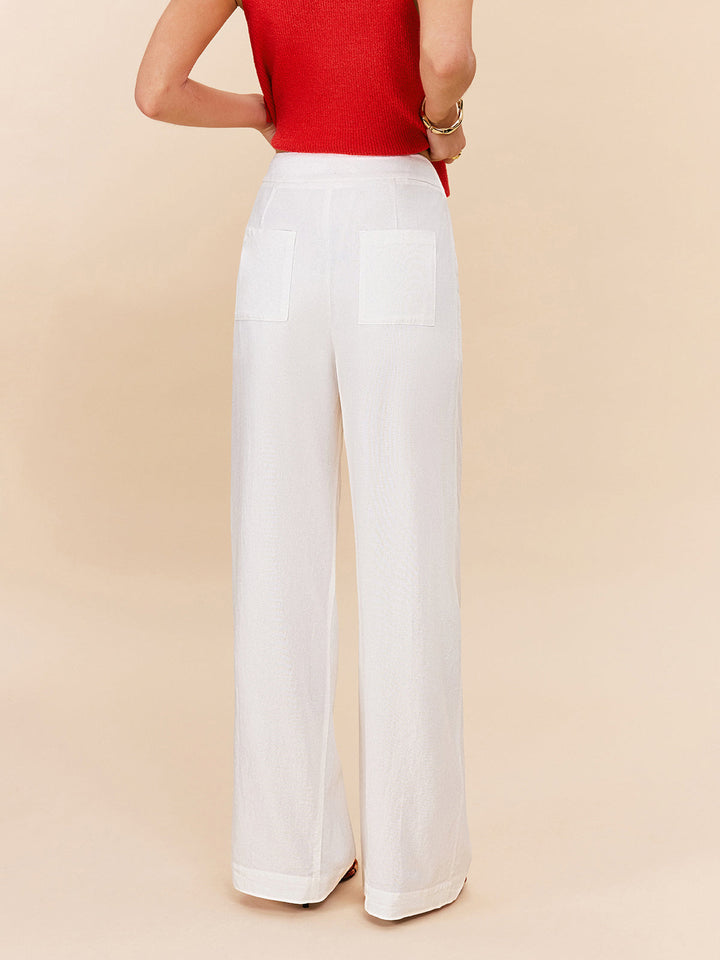 Cotton & Linen Semi-Sheer High-Waist Pants