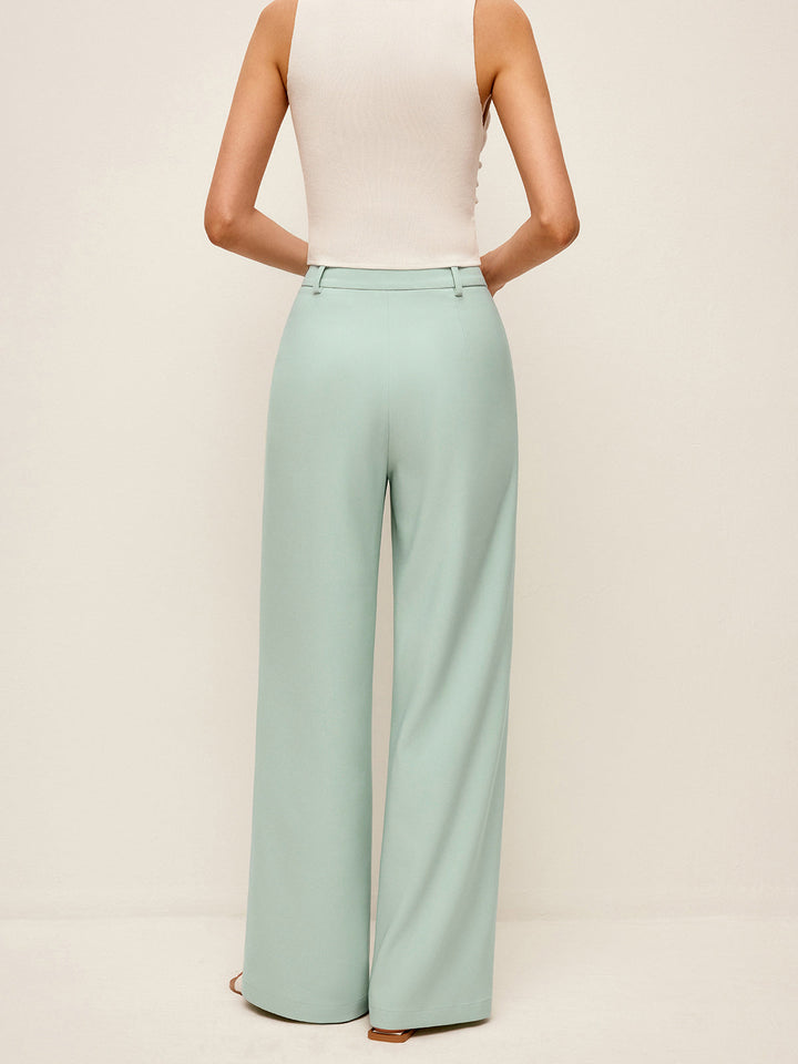 Mid-Waist Wide-Leg Pants Without Belt