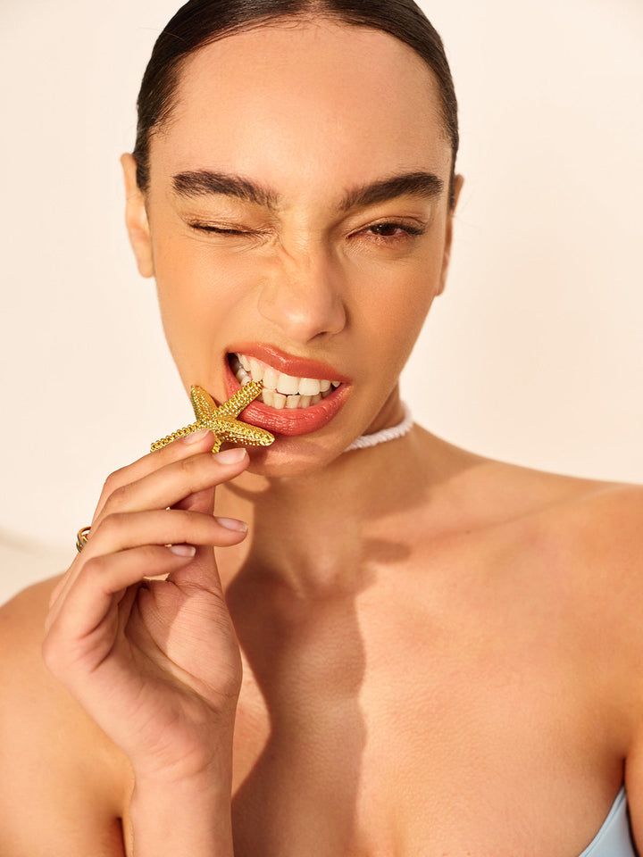 Golden Starfish Rope Necklace