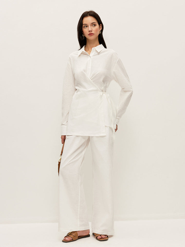 Cotton & Linen Wrap Shirt