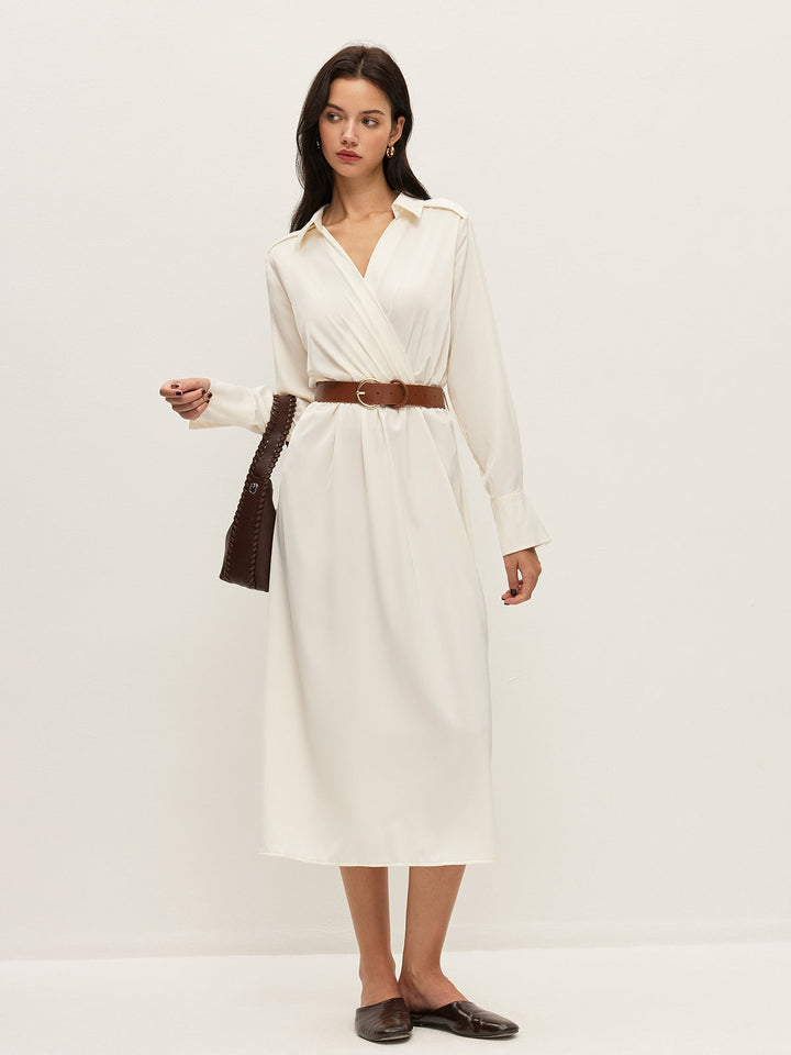 Belted Wrap-Style Shirt Dress
