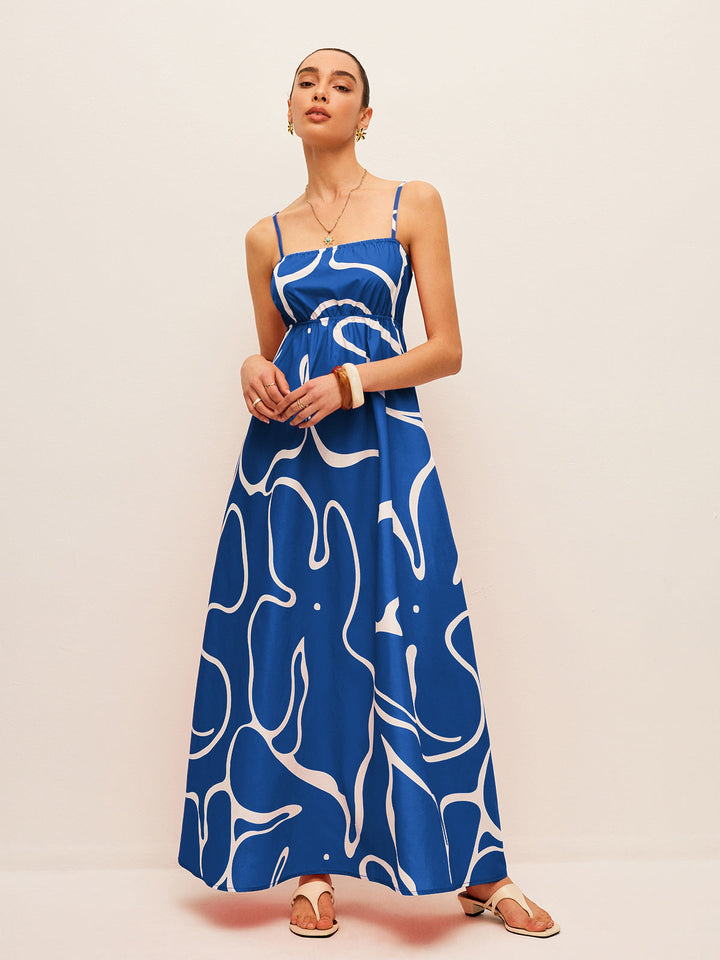 Printed Back Tie Detail Dress
