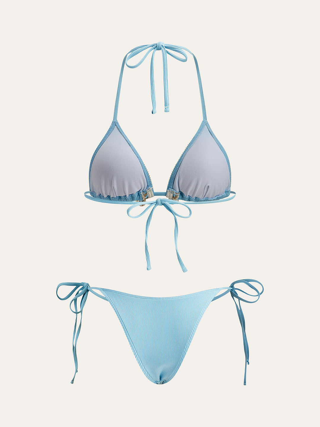 Shell Charm Trim Tie Bikini Set
